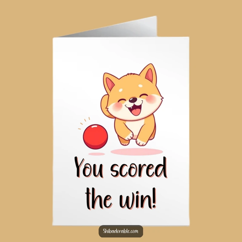 Free Printable Congrats Card: Kawaii Shiba Ball Chase Victory