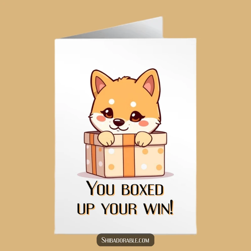 Free Printable Congrats Card: Mischievous Shiba Inu Peeking Gift