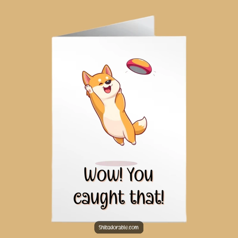 Free Printable Congrats Card: Shiba Inu Frisbee Champ, Hilarious Downloadable Gift!