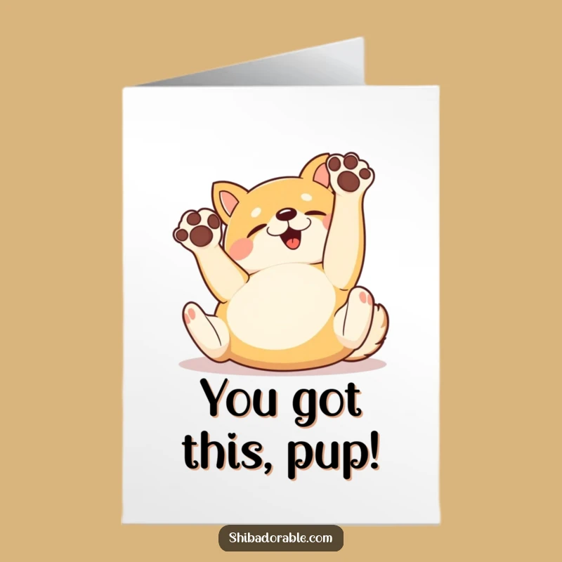 Free Printable Congrats Card: Shiba Inu Rolling Happy Downloadable, Humorous Gift