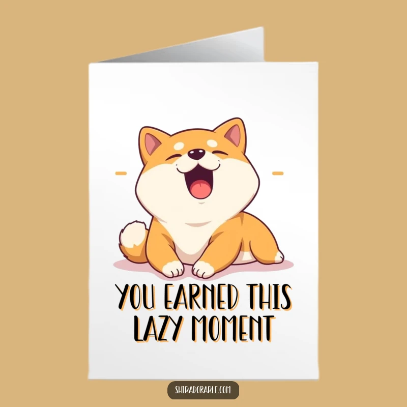 Free Printable Congrats Card: Yawning Shiba Inu Vibes, Relaxed Downloadable Gift