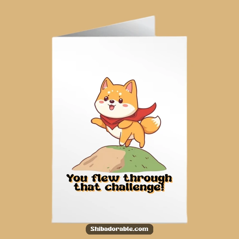 Free Printable Funny Shiba Inu Congrats Card: Flying Attempt