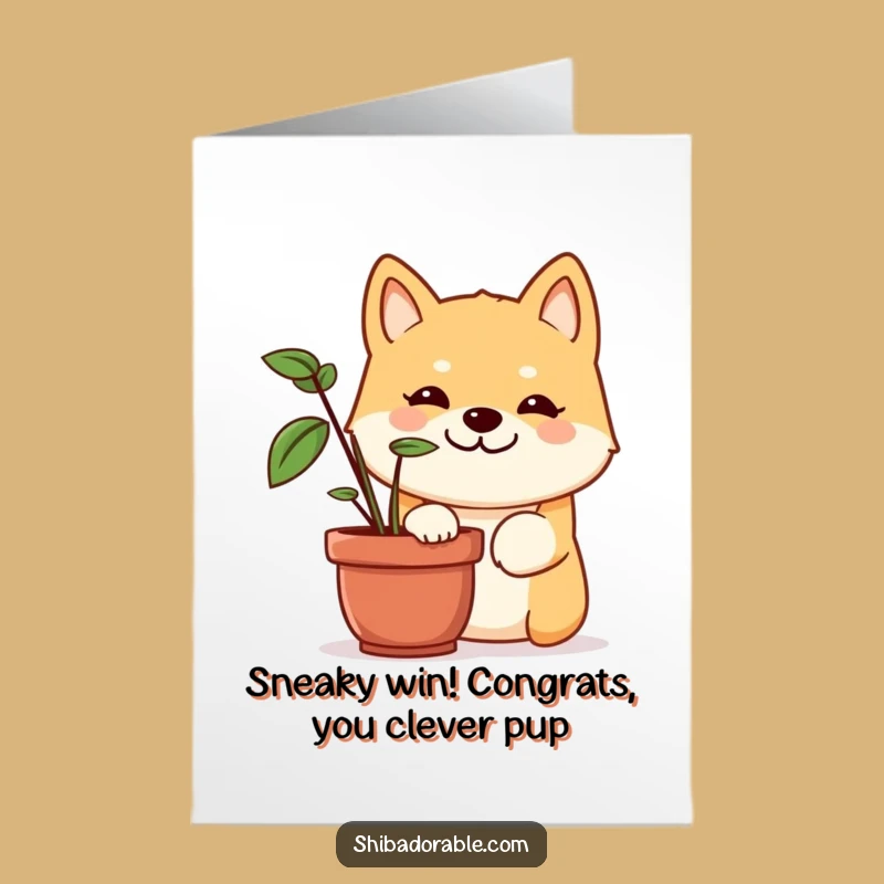 Free Printable Funny Shiba Inu Congrats Card: Mischievous Peek