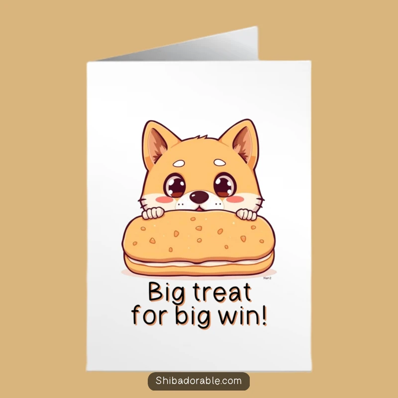 Free Printable Shiba Inu Congrats Card: Biscuit Surprise Funny Downloadable Gift!