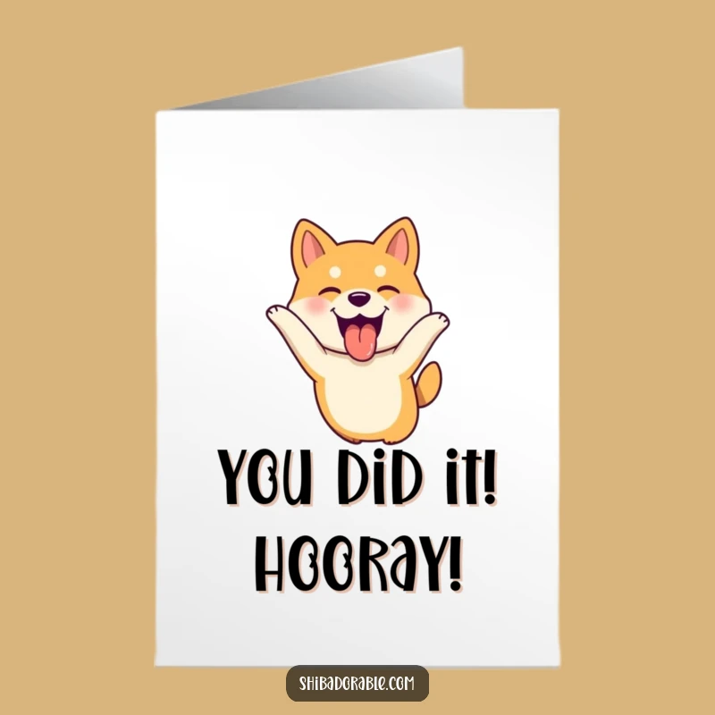 Free Printable Shiba Inu Congrats Card: Joyful Leap Funny Downloadable Gift!