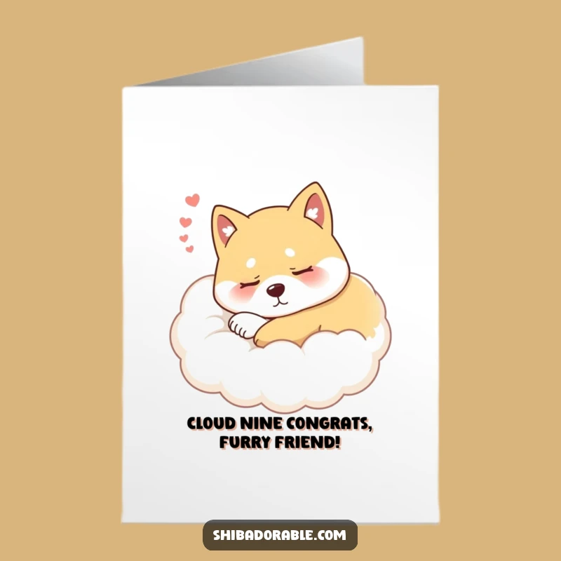Free Printable Shiba Inu Congrats Card: Sleepy Cloud Dog, Funny Downloadable Greeting Card Gift
