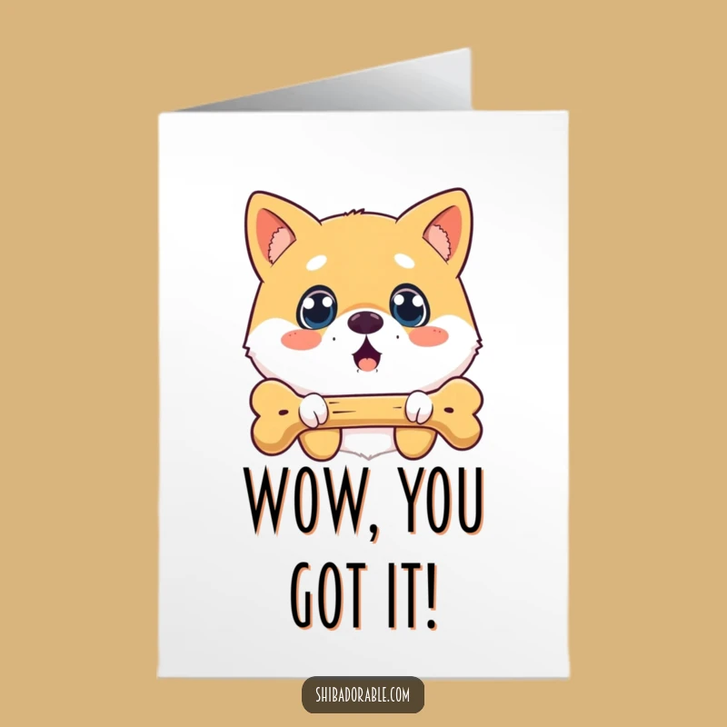 Free Printable Surprised Shiba Congrats Card - Shocking Dog Bone Downloadable Gift