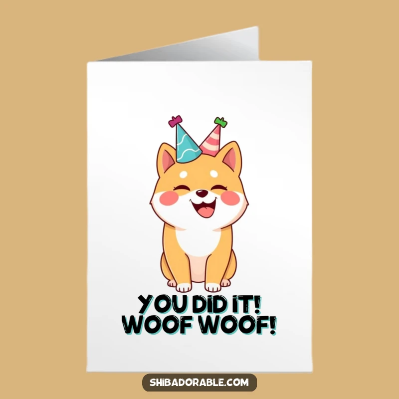 Free Printable Congrats Card: Funny Shiba Inu Wagging Tail - Downloadable Gift