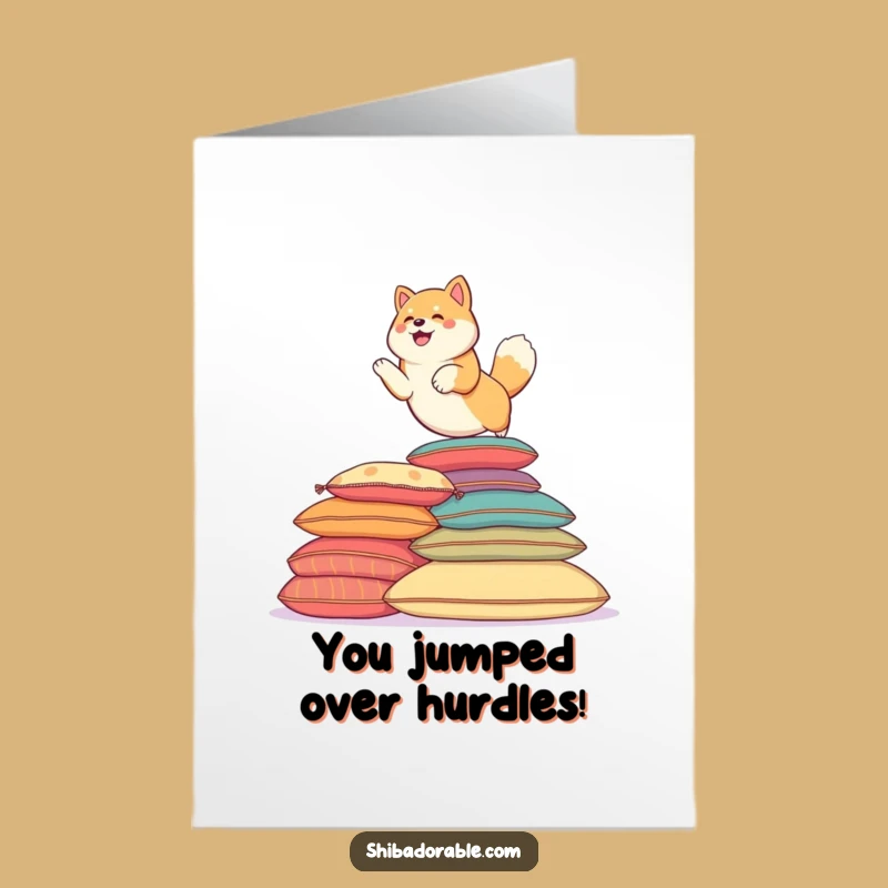 Free Printable Congrats Card: Shiba's Leap of Success - Downloadable Gift!