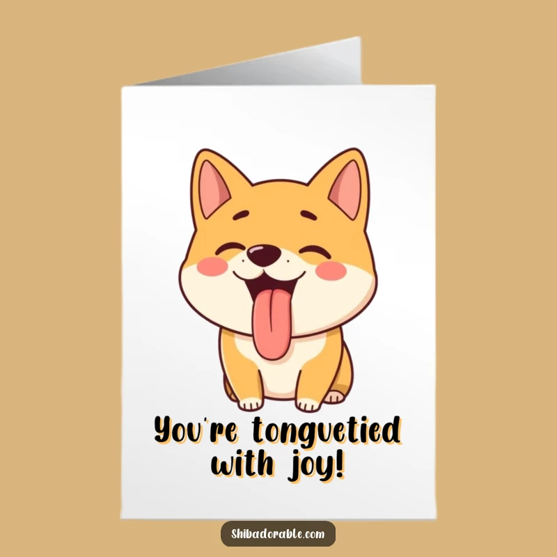 Free Printable Congrats Card: Happy Shiba Inu Tongue Out Celebration