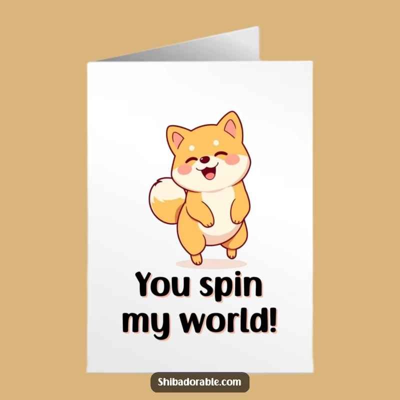 Free Printable Congrats Card: Spinning Shiba Inu - Celebrate Success with Fun