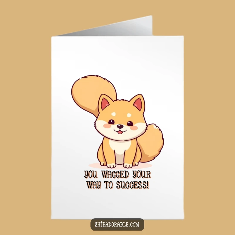 Free Printable Congrats Card: Shiba Inu Tail Peek Downloadable, Joyful Gift