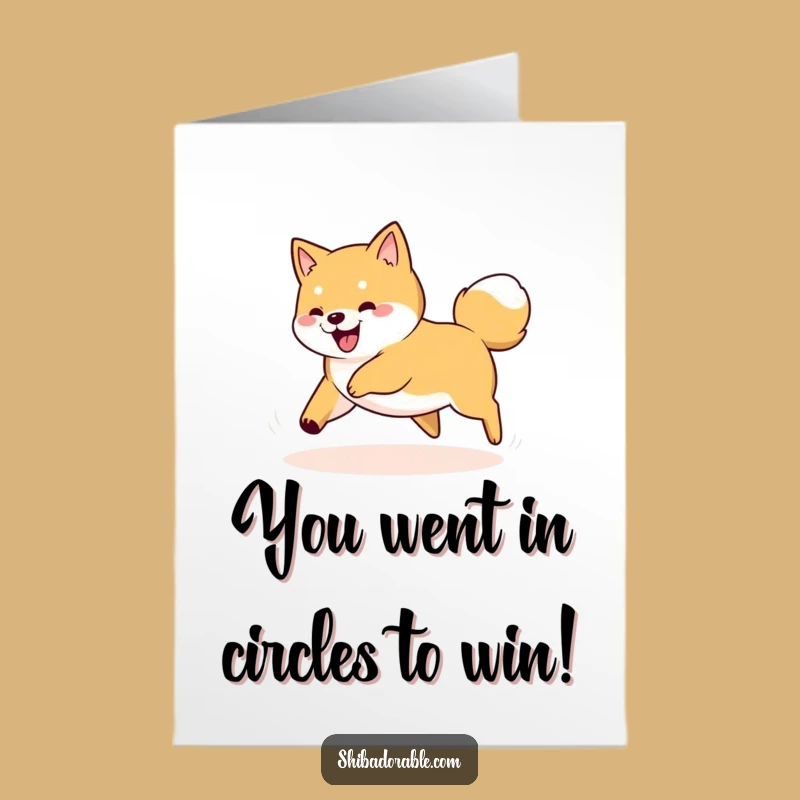 Free Printable Congrats Card: Dizzy Shiba Tail Chase for Humorous Downloadable Gift