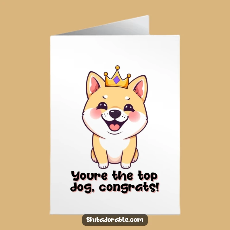 Free Printable Shiba Inu Congrats Card: Crowned Bark of Victory!