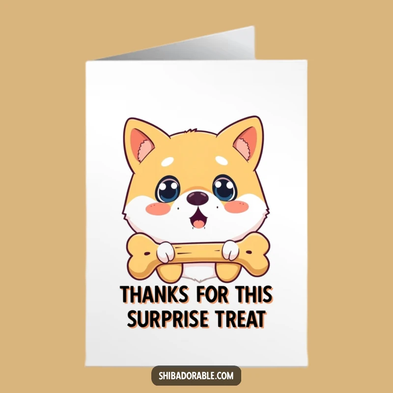 Free Printable Surprised Shiba Thank You Card - Whimsical Dog Bone Downloadable Gift