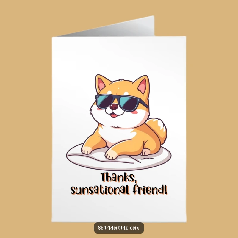 Free Printable Thank You Card: Cool Shiba Inu for a Chill Downloadable Gift