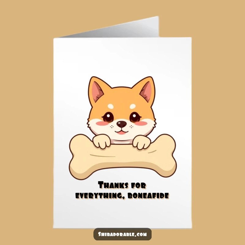 Free Printable Thank You Card: Goofy Shiba Inu Bone Gratitude - Downloadable