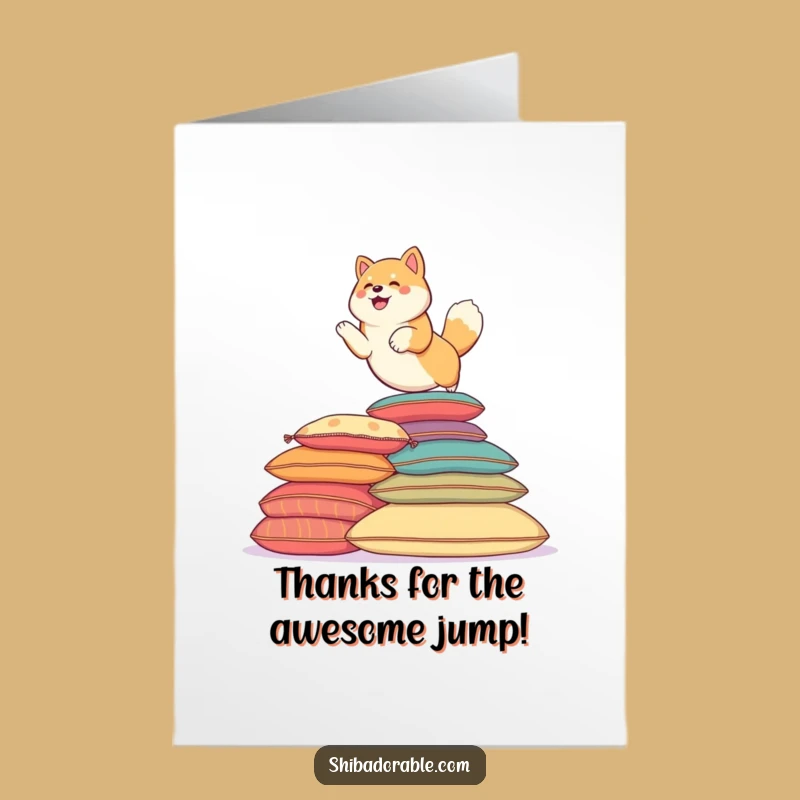 Free Printable Thank You Card: Grateful Shiba Leaping - Downloadable Gift!