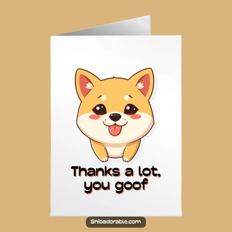 Free Printable Thank You Card: Silly Shiba Inu Tongue Out Downloadable Gift