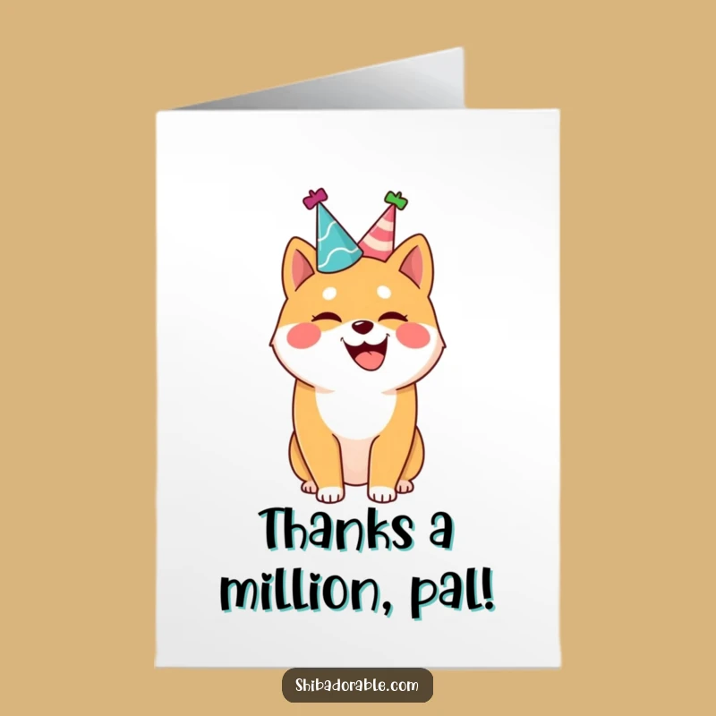 Free Printable Thank You Card: Joyful Shiba Inu - Downloadable Gift Idea