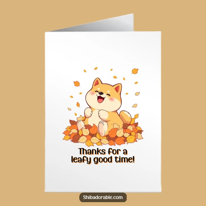 Free Printable Thank You Card: Shiba Inu Autumn Joy, Funny Downloadable Gift
