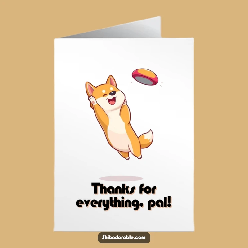 Free Printable Thank You Card: Shiba Inu Frisbee Star, Funny Downloadable Gift!