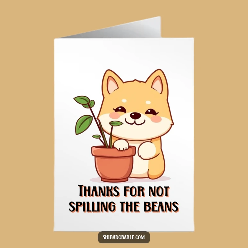 Free Printable Funny Shiba Inu Thank You Card: Mischievous Peek