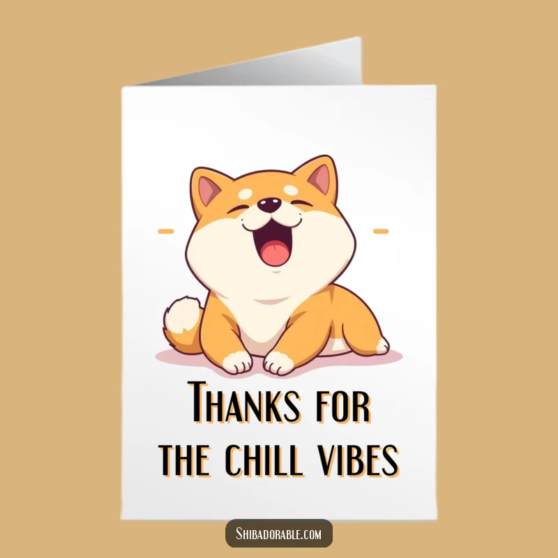 Free Printable Thank You Card: Cozy Yawning Shiba Inu, Relaxed Downloadable Gift