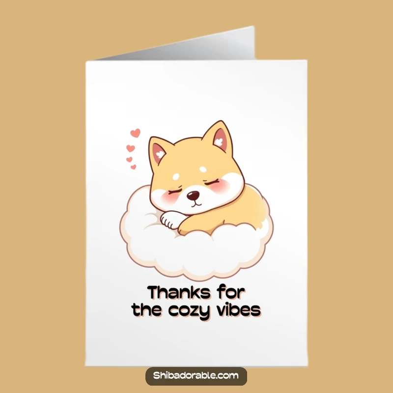 Free Printable Shiba Inu Thank You Card: Sleepy Dog Cloud, Humorous Downloadable Greeting Gift