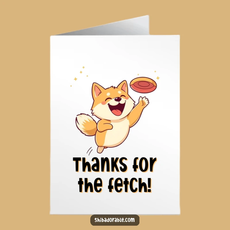 Funny Free Printable Thank You Card: Grinning Shiba Inu for Disc - Enthusiastic Gift