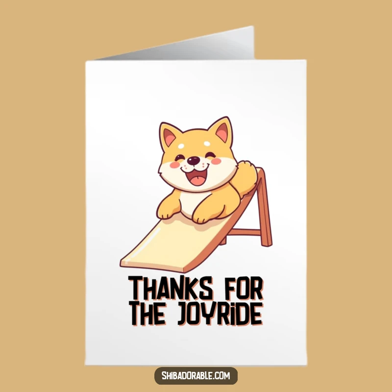 Free Printable Thank You Card: Happy Shiba Slide, Downloadable Appreciation Humor