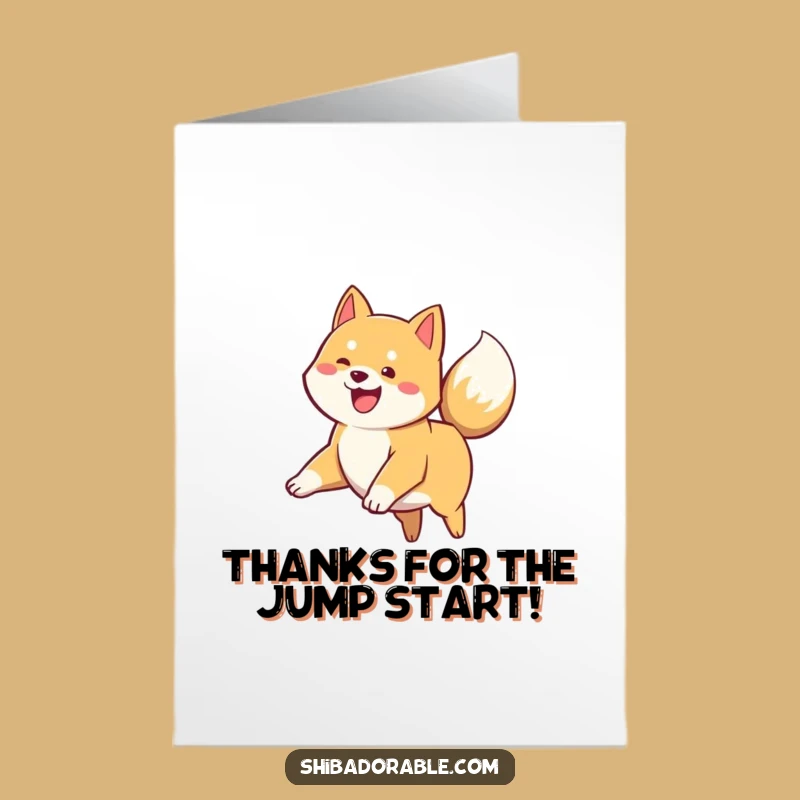 Free Printable Thank You Card: Happy Shiba Inu Leap, Funny Downloadable Gift