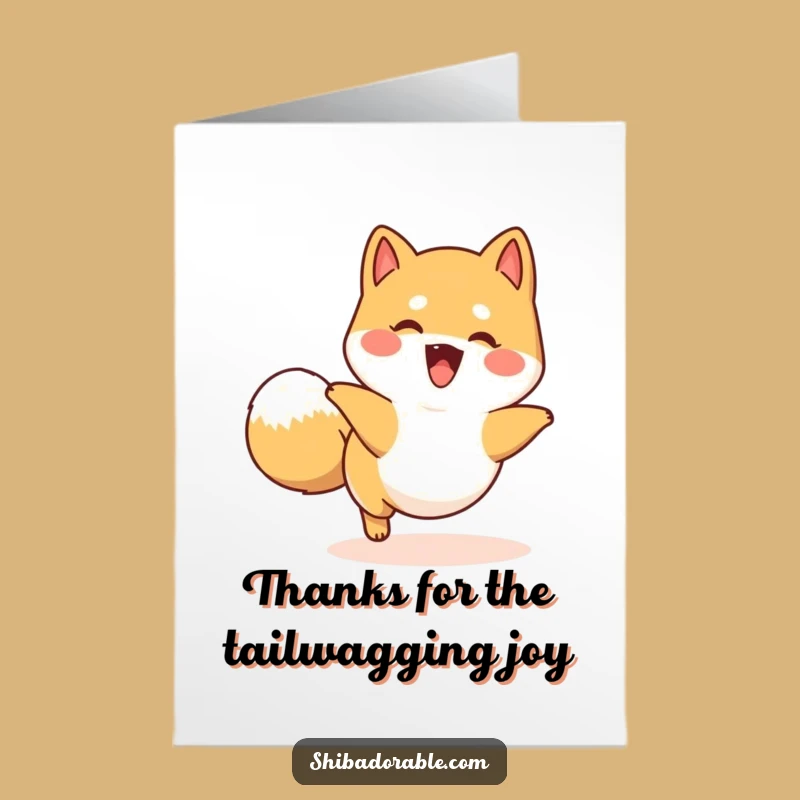 Free Printable Happy Shiba Thank You Card - Fun Dog Tail Downloadable Gift