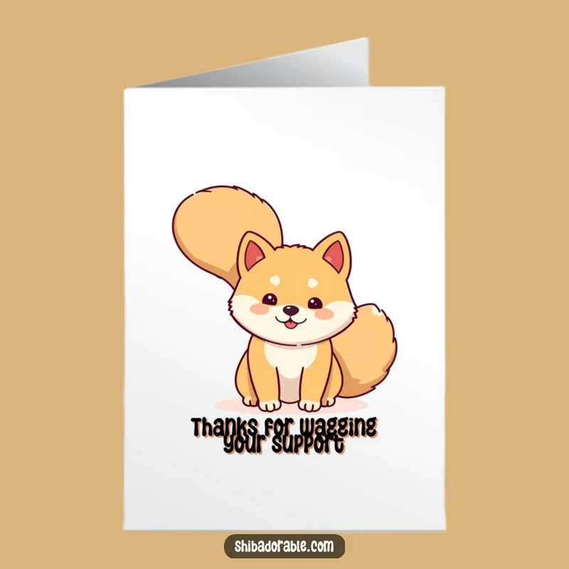 Free Printable Thank You Card: Shiba Inu Tail Peek Downloadable, Cute Gift