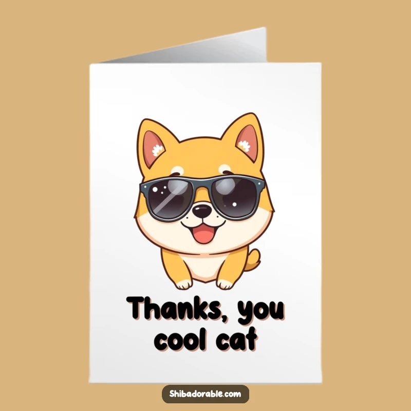 Free Printable Thank You Card: Cool Shiba Wink, Downloadable Appreciation Humor