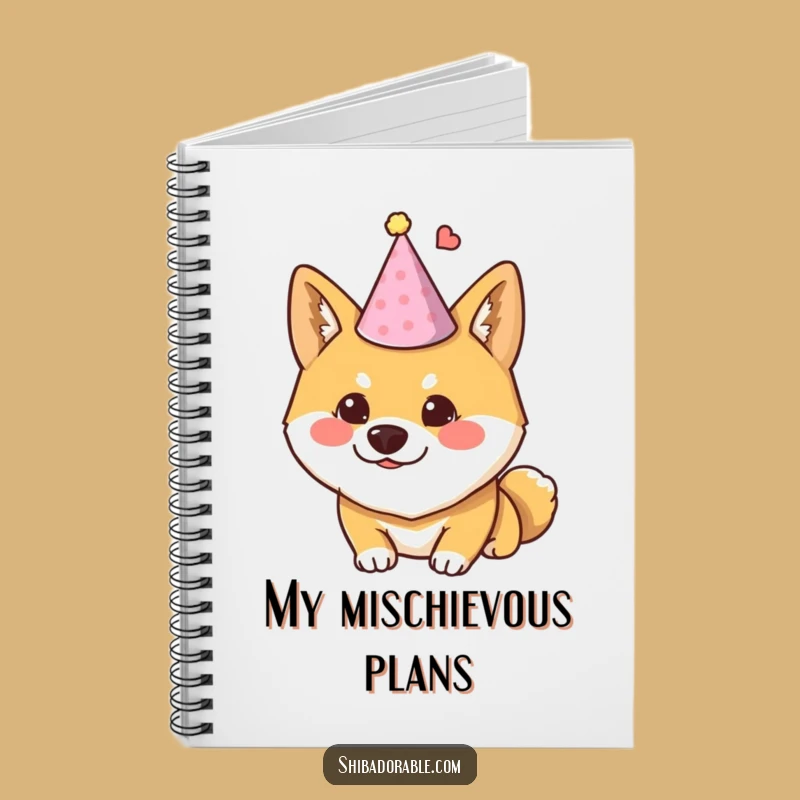 Funny Mischievous Shiba Party Hat Notebook - Hilarious Dog Journal for Fun