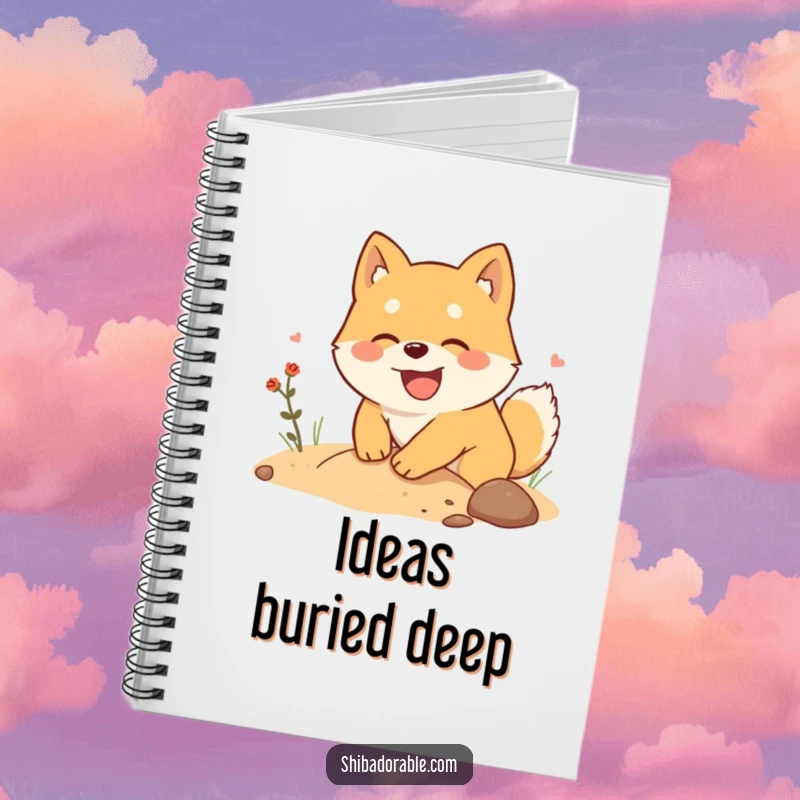 Funny Shiba Inu Notebook: A Shiba Inu joyfully digs for treasure, perfect for jotting down brilliant ideas.