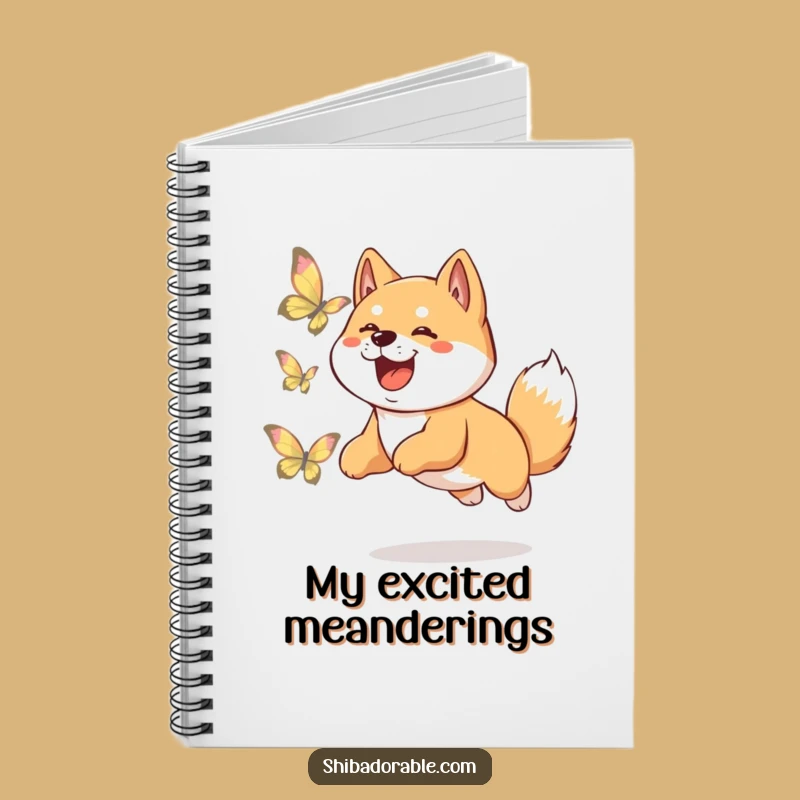 Funny Shiba Inu Notebook: Jot Down Joyful Thoughts with a Butterfly Chasing Pup, Gift