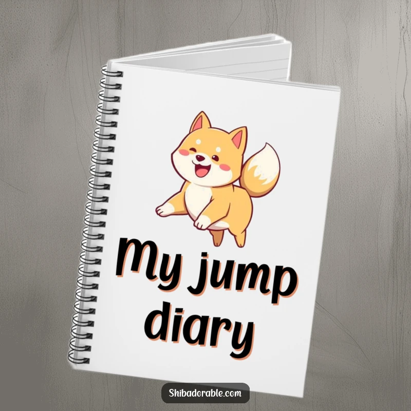Funny Shiba Inu Notebook: A happy Shiba Inu puppy leaps, its tail a blur of excited wagging, perfect for note-taking.