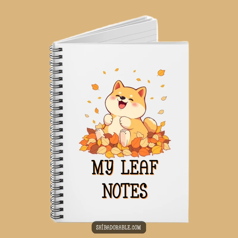 Funny Shiba Inu Autumn Leaves Notebook - Jot Down Ideas with Seasonal Flair