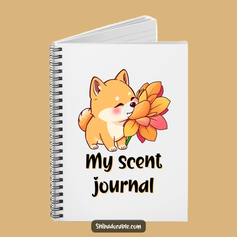 Funny Shiba Inu Flower Sniff Notebook - Jot Down Ideas with Curious Flair