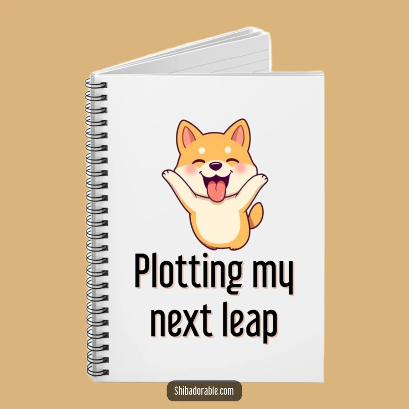 Funny Shiba Inu Leaping Notebook - Dog Tongue Out Journal Funny Gift