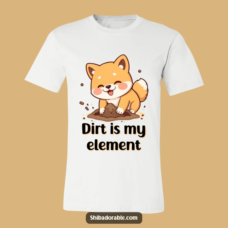 Funny Shiba Inu Digging T-Shirt - Messy Dog Dirt Flying Funny Gift