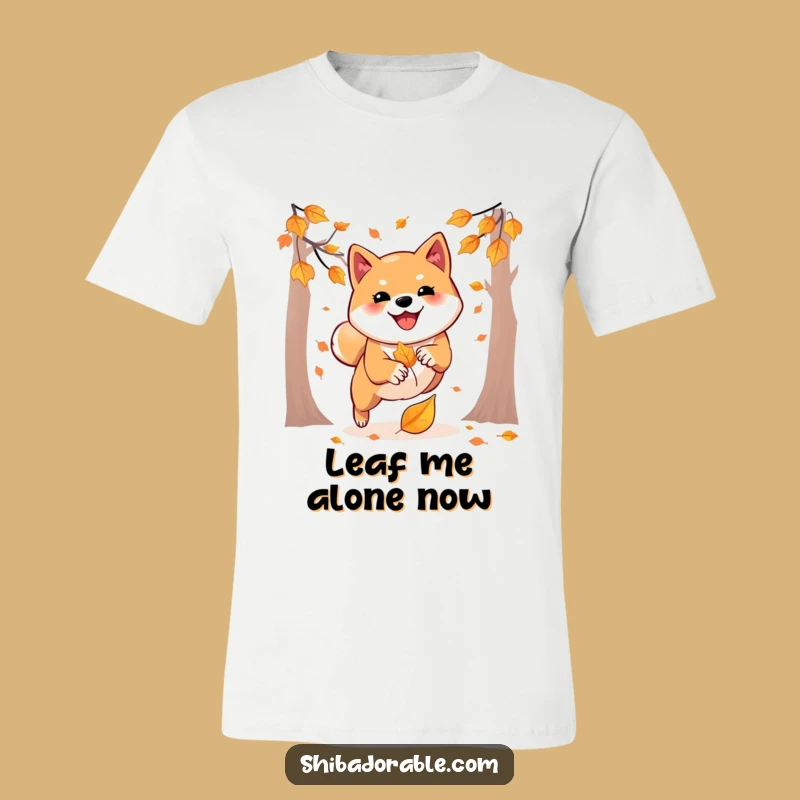 Funny Shiba Inu Autumn T-Shirt: Leaf Pounce Design, Sporty Funny Gift Apparel