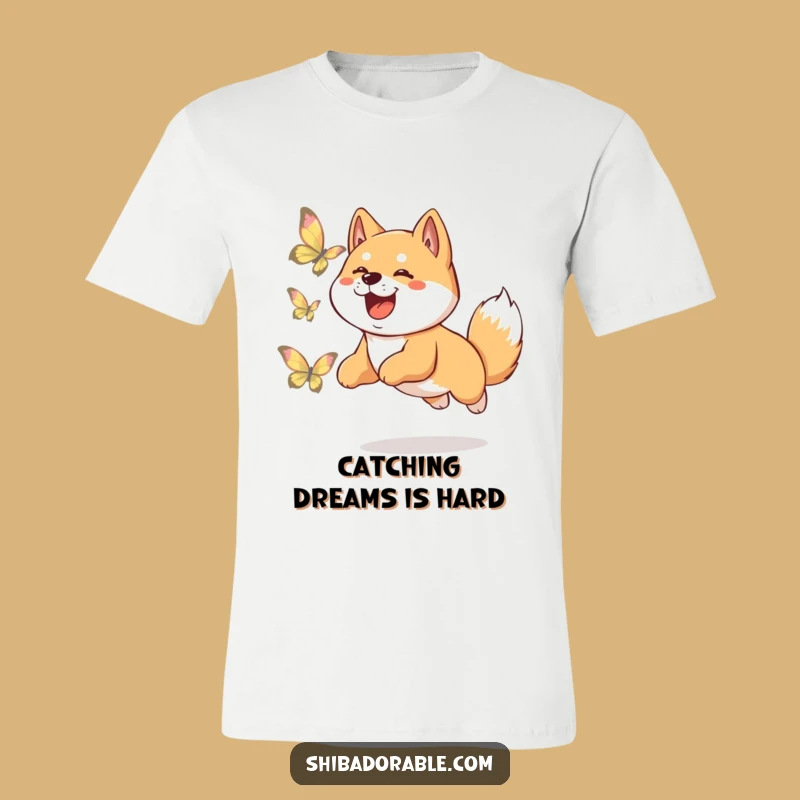 Funny Shiba Inu Chase T-Shirt: Hilarious Dog's Butterfly Pursuit, Perfect Pet Tee