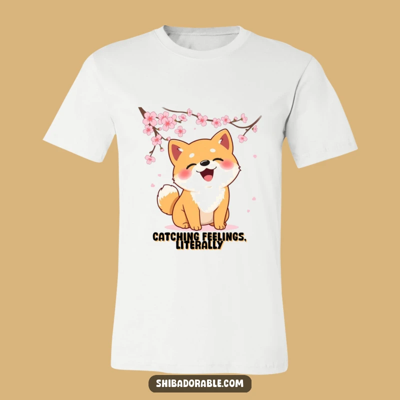 Funny Shiba Inu Cherry Blossom Chase T-Shirt - Playful Dog Apparel