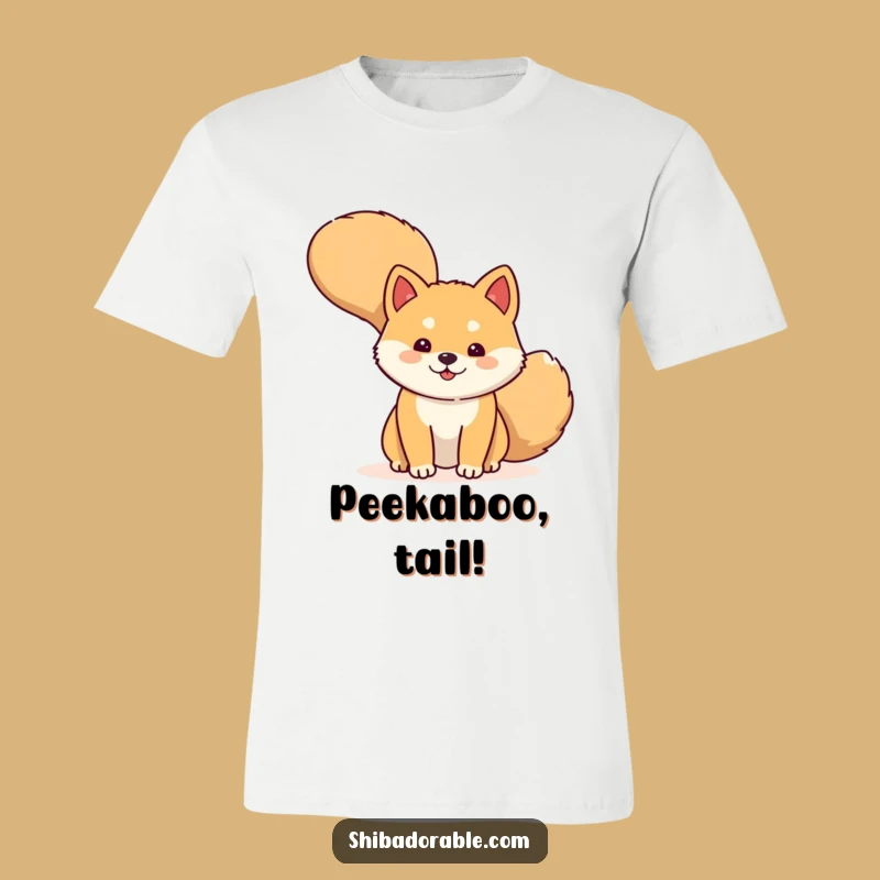 Funny Shiba Inu Peek T-Shirt: Shy Dog's Playful Reveal - Great Gift!