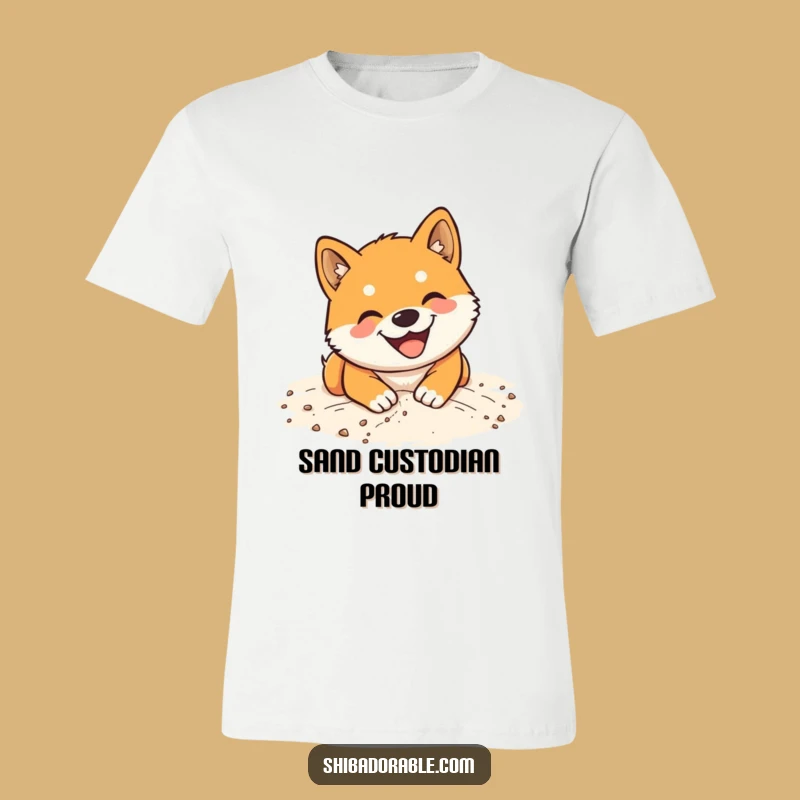 Funny Shiba Inu Sand Digging T-Shirt: Happy Beach Dog Tee Gift