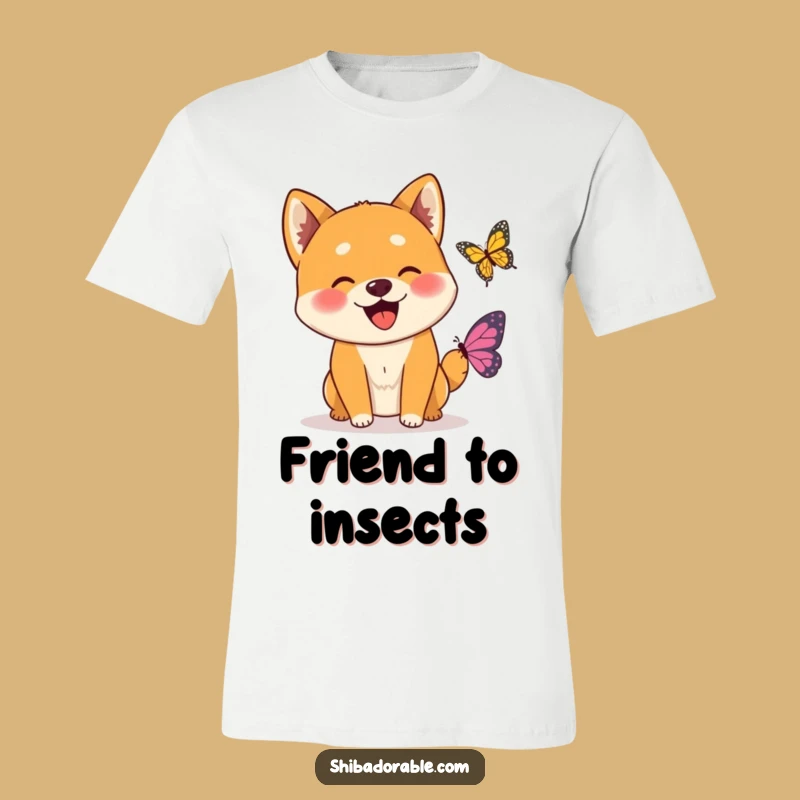 Funny Wagging Shiba Inu Butterfly T-Shirt: Express Joyful Dog Moments