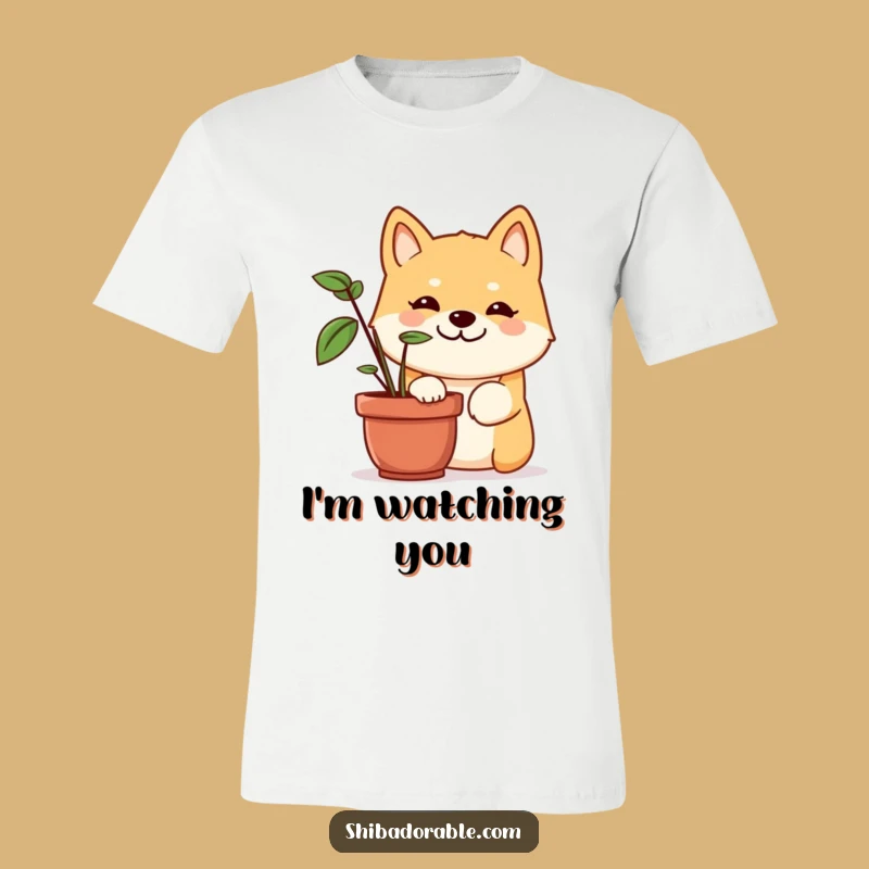 Funny Shiba Inu Peek T-Shirt: Mischievous Pup's Hide-and-Seek, Hilarious Dog Tee